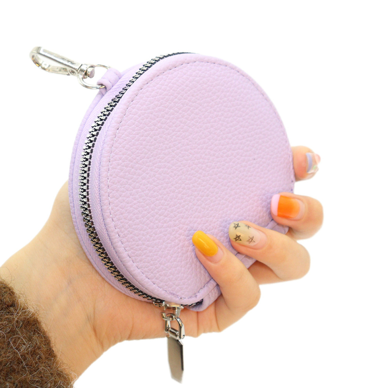 PU materijal s lychee teksturom, novčanik s zipom, prijenosna mini okrugla torbica za slušalice i pohranu ključeva