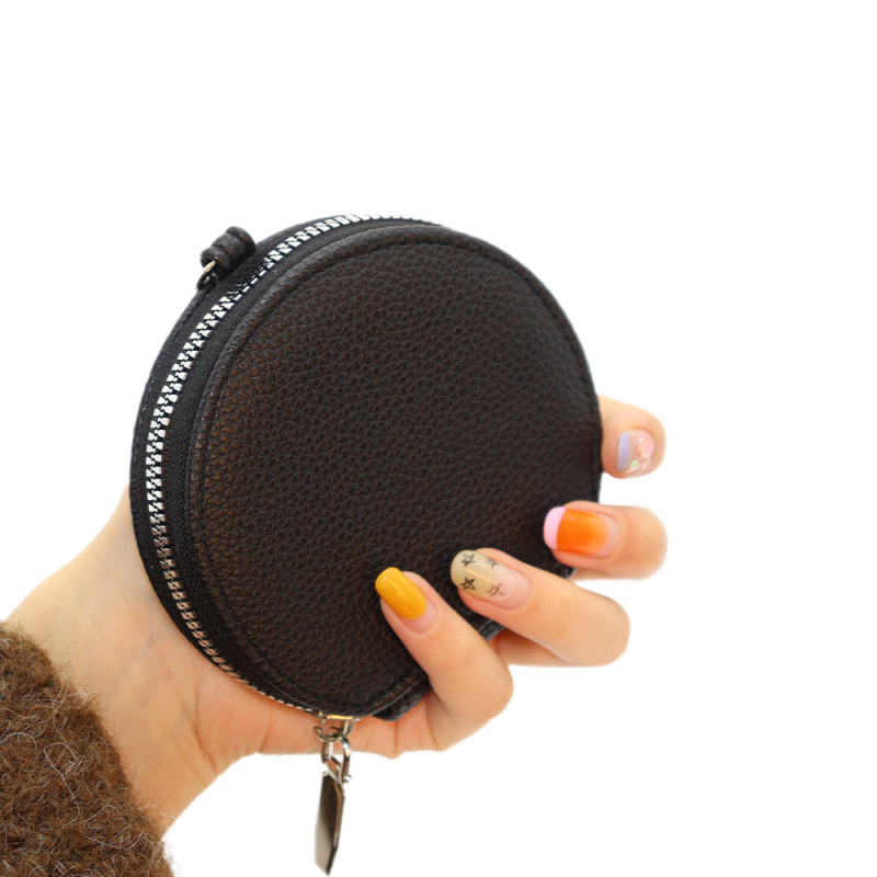 PU materijal s lychee teksturom, novčanik s zipom, prijenosna mini okrugla torbica za slušalice i pohranu ključeva