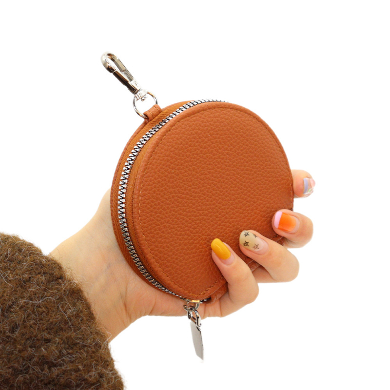 PU materijal s lychee teksturom, novčanik s zipom, prijenosna mini okrugla torbica za slušalice i pohranu ključeva