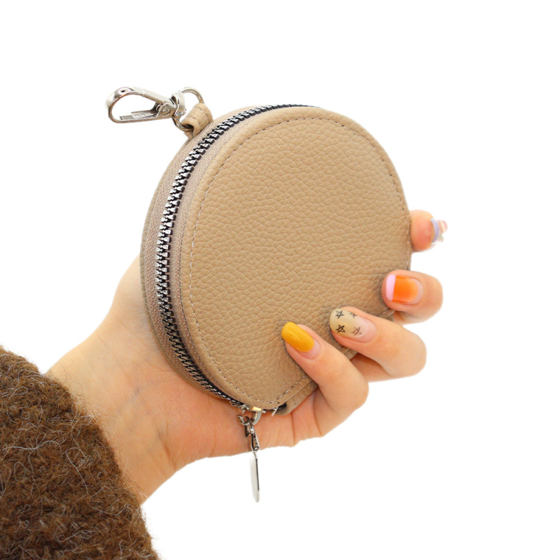 PU materijal s lychee teksturom, novčanik s zipom, prijenosna mini okrugla torbica za slušalice i pohranu ključeva