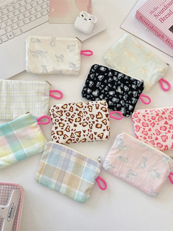 Novčanik i organizator dodataka sa svježim kariranim printom, poliester, podstava platno, ulični stil, za žene