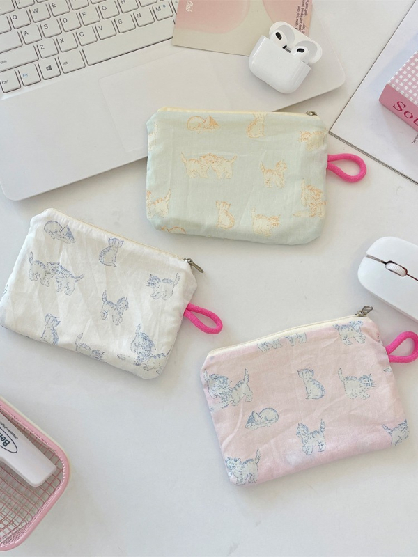 Novčanik i organizator dodataka sa svježim kariranim printom, poliester, podstava platno, ulični stil, za žene