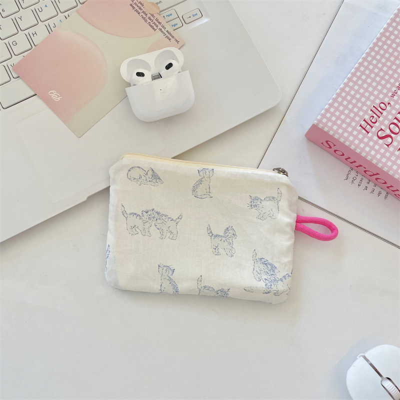 Novčanik i organizator dodataka sa svježim kariranim printom, poliester, podstava platno, ulični stil, za žene