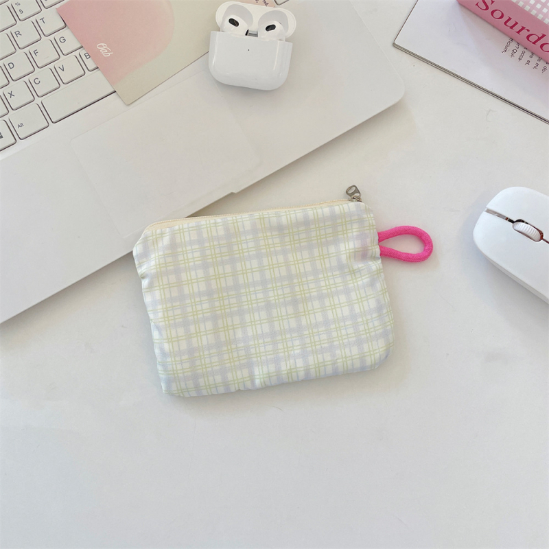 Novčanik i organizator dodataka sa svježim kariranim printom, poliester, podstava platno, ulični stil, za žene