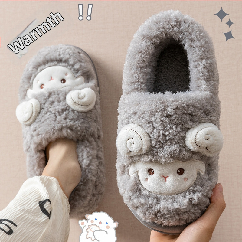 Unisex zimné papuče z velúrového vrchu, plyšová výstelka, EVA podrážka, protisklz, päta približne 3.5 cm