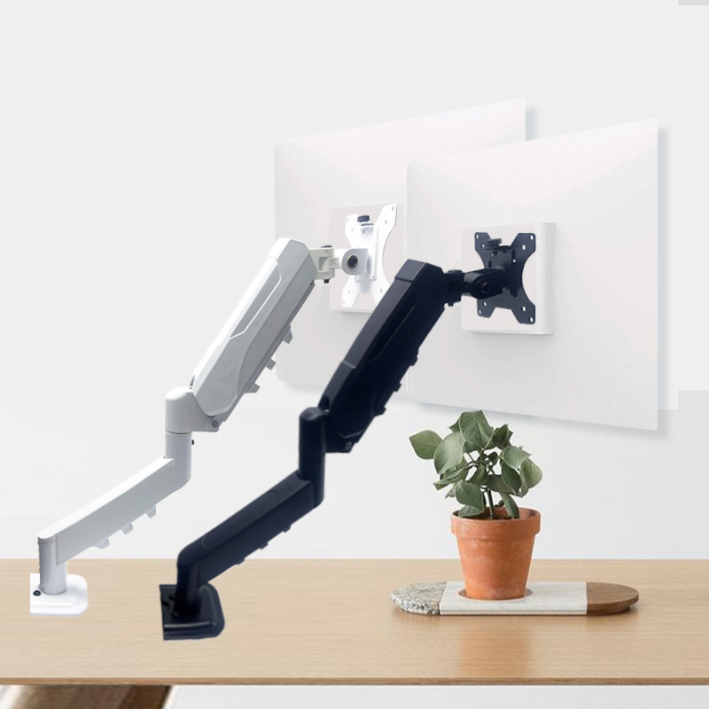 Stojan na monitor s pneumatickým ramenom, nastaviteľná výška a otočný mechanický ram, materiál: uhlíková oceľ + ABS + PA