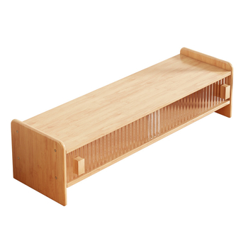 Dvojposchodový bambusový stojan na stolný monitor s úložným priestorom, moderný minimalistický štýl, multifunkčný