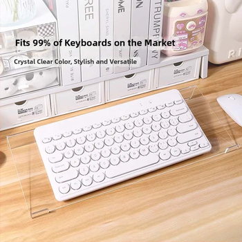 Stojan na klávesnicu na stole – akrylový, 1-podlažný, pohyblivý, bez montáže, priehľadný držiak, pre štúdium alebo kanceláriu