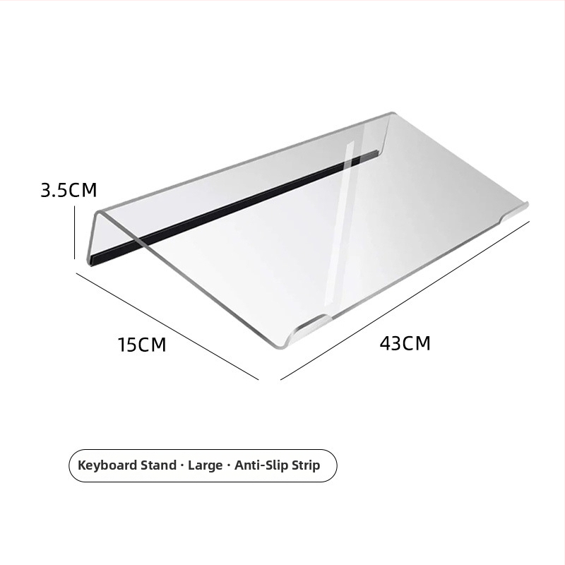 Stojan na klávesnicu na stole – akrylový, 1-podlažný, pohyblivý, bez montáže, priehľadný držiak, pre štúdium alebo kanceláriu