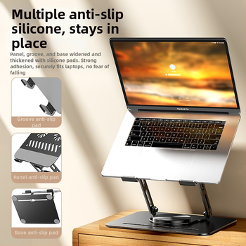 Podstavec pre notebook LS29, otočný o 360°, vstavaný chladiaci ventilátor, plne kovová konštrukcia, hmotnosť 1,2 kg