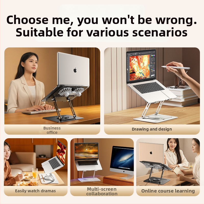 Podstavec pre notebook LS29, otočný o 360°, vstavaný chladiaci ventilátor, plne kovová konštrukcia, hmotnosť 1,2 kg