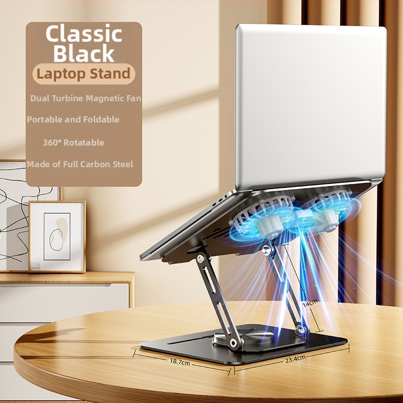 Podstavec pre notebook LS29, otočný o 360°, vstavaný chladiaci ventilátor, plne kovová konštrukcia, hmotnosť 1,2 kg