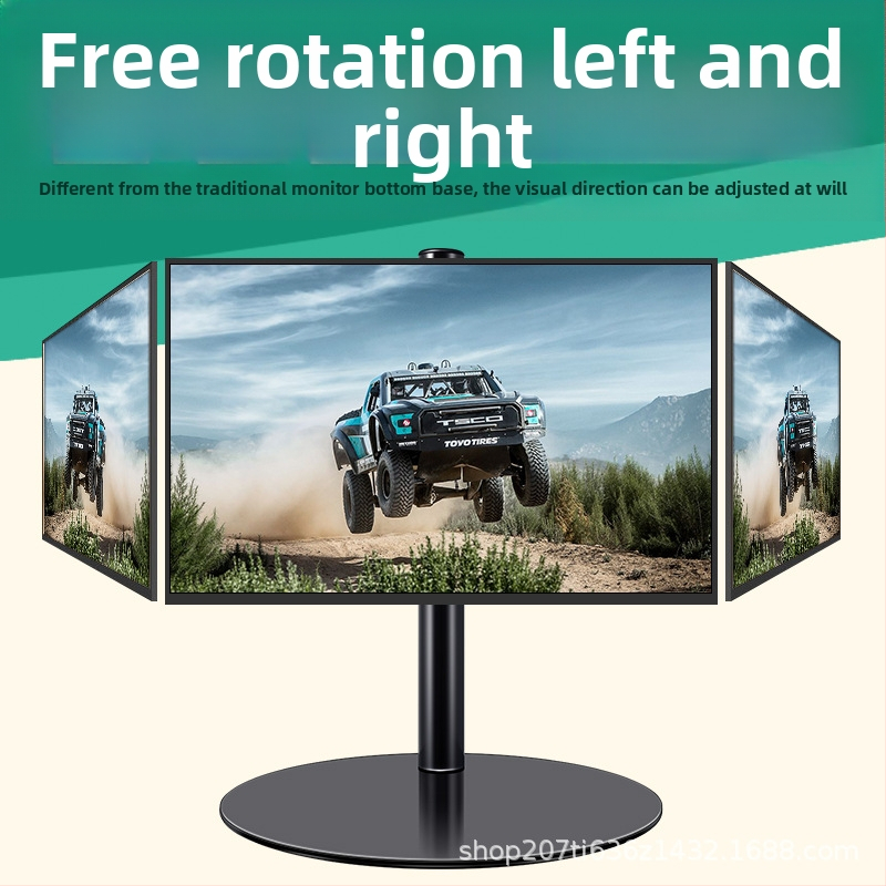 Monitora statīvs darbam ar 360° rotāciju, bez urbšanas stiprinājuma, galda pacēlājs