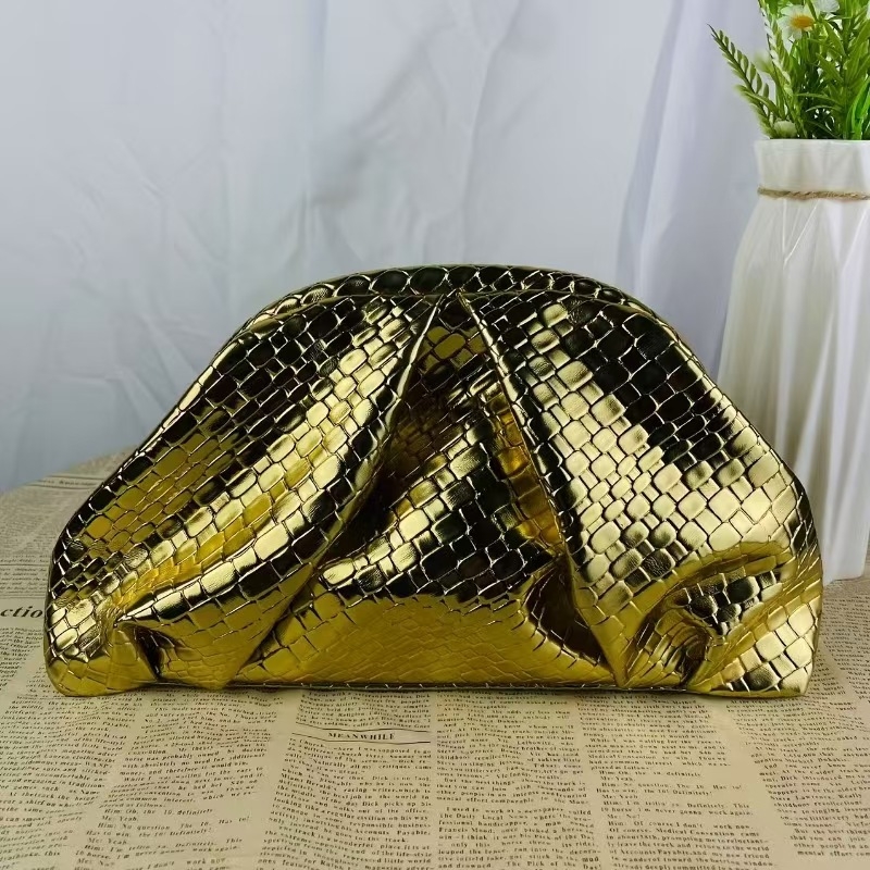 Clutch de seară în formă de dumpling, material PU cu căptușeală PU, interior laminat cu fermoar, stil pe un umăr, lansare toamnă 2025
