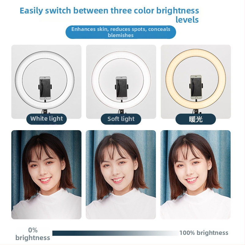 Kruhové LED svetlo pre telefón pre selfie a živé vysielanie – 5V, 5W, 3000–6500K, s reguláciou jasu