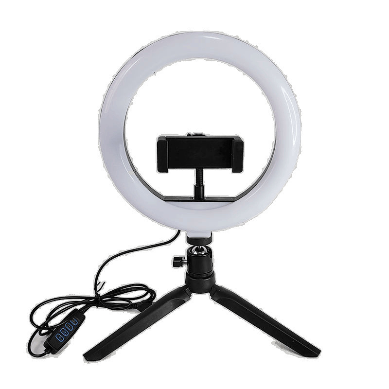 LED stolná kruhová svetlá na živé vysielanie s funkciou krásy, obsahuje držiak na telefón a gimbal, nastaviteľná jas