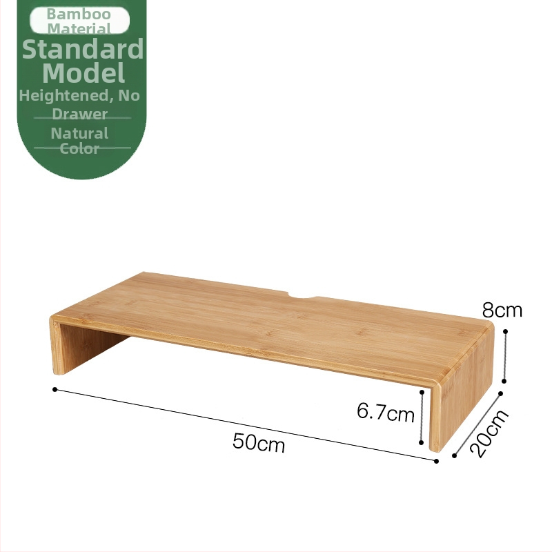 Trojposchodový stolný vyvýšený stojan na počítač — drevený/bambusový materiál, jednoduchý moderný štýl; viacúčelový organizér s úložiskom pre kozmetiku, na stole a do izby; bez montáže.