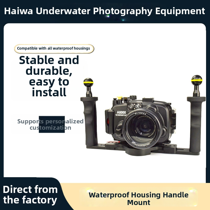 TS-7 alumīnija sakausējuma dubultrokturis zemūdens fotogrāfijai GoPro/SLR ūdensdrošajiem korpusiem, maksimālā slodze 10 kg