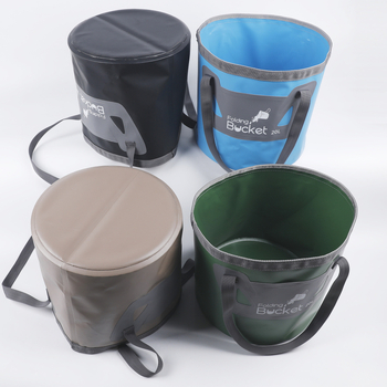 Vanjski sklopivi kanta za vodu s dvostrukim čvrstim dnom, 20 L, PVC mrežasta tkanina 500D, vodootporna, lagana za nošenje s džepom