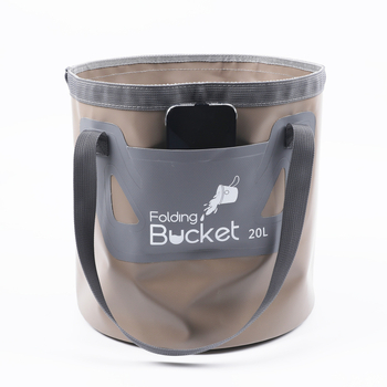 Vanjski sklopivi kanta za vodu s dvostrukim čvrstim dnom, 20 L, PVC mrežasta tkanina 500D, vodootporna, lagana za nošenje s džepom