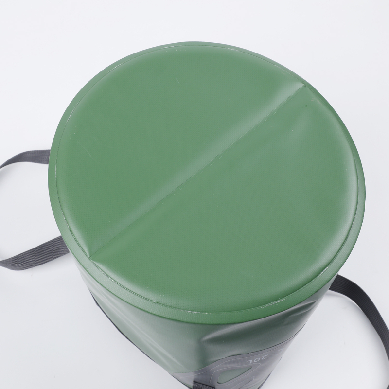 Vanjski sklopivi kanta za vodu s dvostrukim čvrstim dnom, 20 L, PVC mrežasta tkanina 500D, vodootporna, lagana za nošenje s džepom