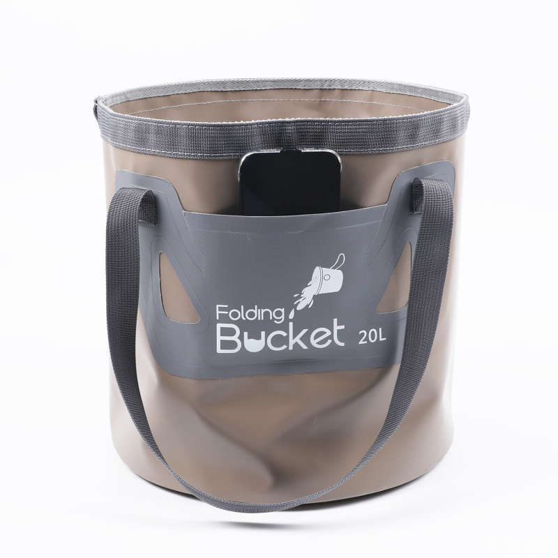 Vanjski sklopivi kanta za vodu s dvostrukim čvrstim dnom, 20 L, PVC mrežasta tkanina 500D, vodootporna, lagana za nošenje s džepom