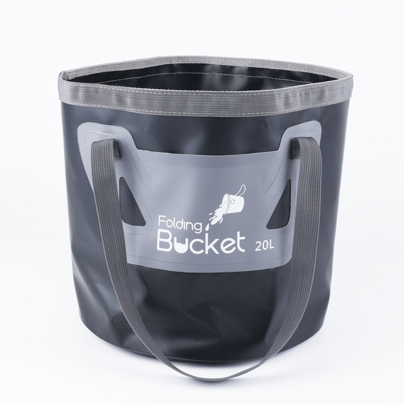 Vanjski sklopivi kanta za vodu s dvostrukim čvrstim dnom, 20 L, PVC mrežasta tkanina 500D, vodootporna, lagana za nošenje s džepom