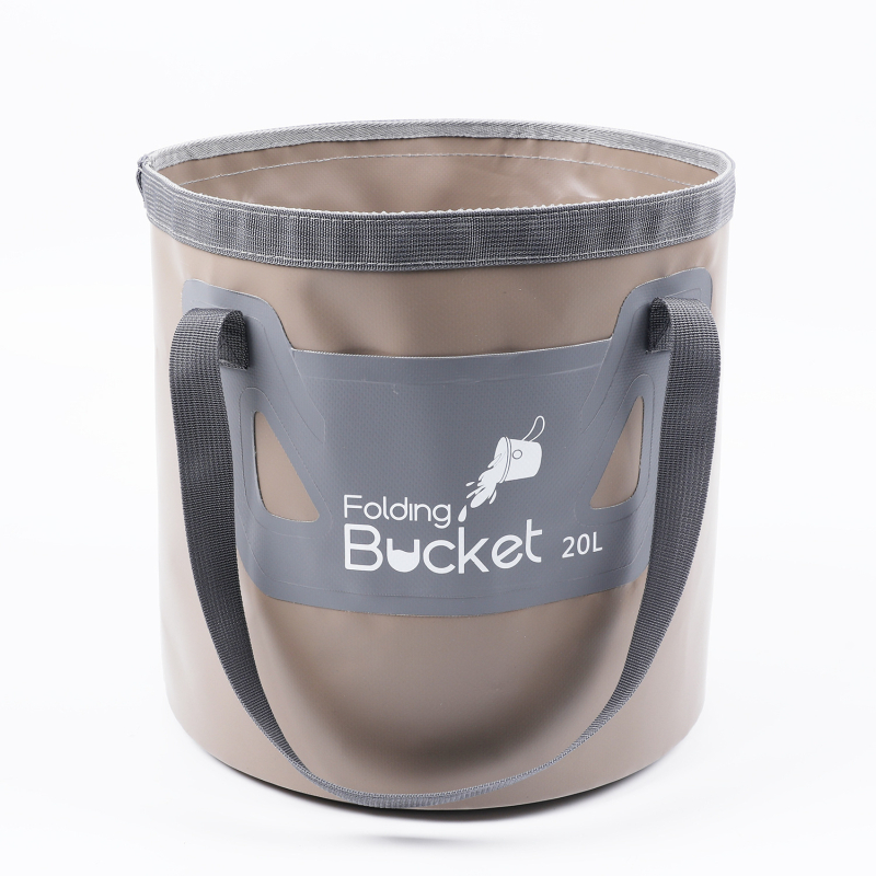 Vanjski sklopivi kanta za vodu s dvostrukim čvrstim dnom, 20 L, PVC mrežasta tkanina 500D, vodootporna, lagana za nošenje s džepom