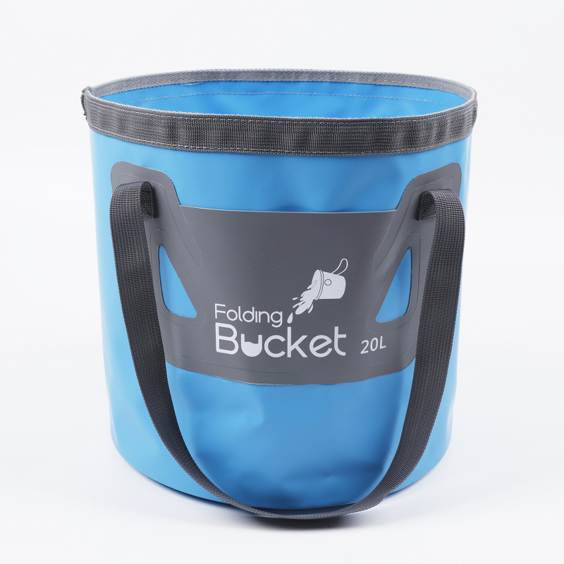 Vanjski sklopivi kanta za vodu s dvostrukim čvrstim dnom, 20 L, PVC mrežasta tkanina 500D, vodootporna, lagana za nošenje s džepom