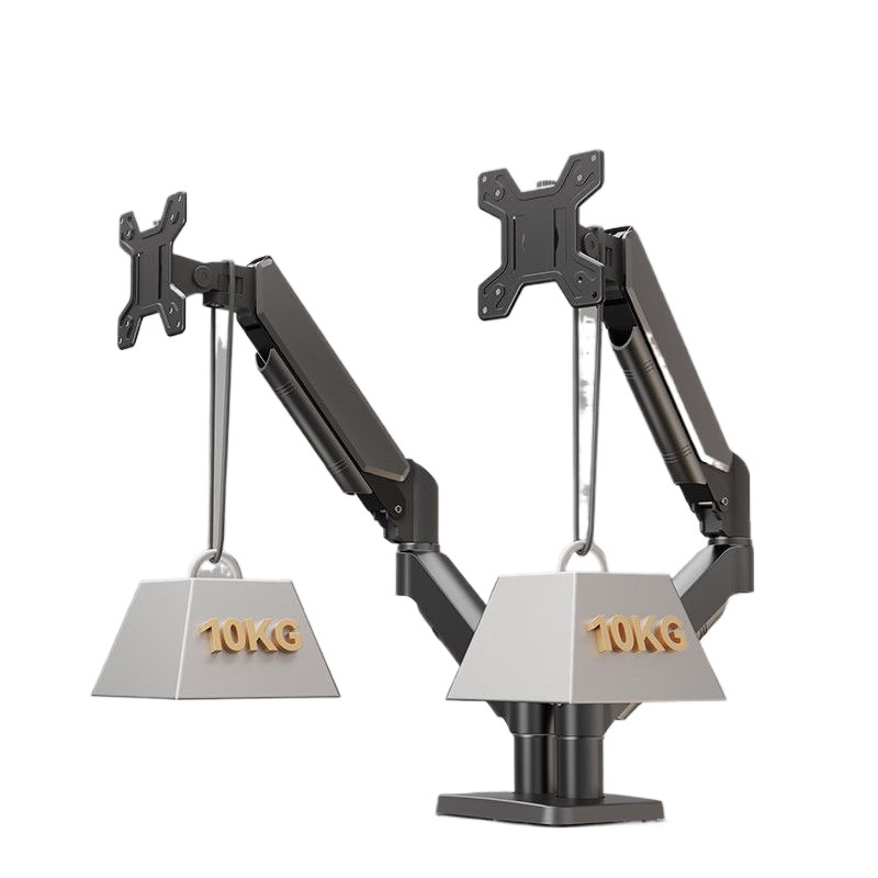 Στήριξη διπλής οθόνης με ρομποτικά βραχίονες από ένα προς δύο, επιτραπέζιο ανύψωση, περιστρεφόμενη βάση τύπου περιστροφικής, πλαστικό