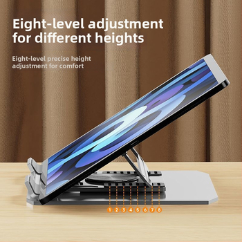 Laptoptartó állvány 360°-os forgással, összecsukható kialakítással és hűtési támogatással, modell 277, 980 g