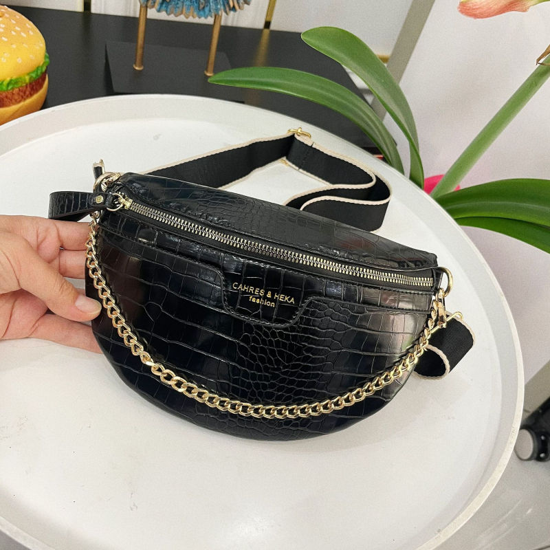 PU mestská cezramenná taška na pás s vreckom na zips a polyesterovou podšívkou, jar 2025