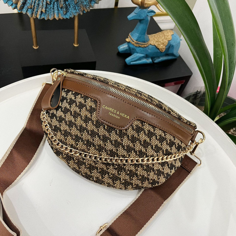 PU mestská cezramenná taška na pás s vreckom na zips a polyesterovou podšívkou, jar 2025