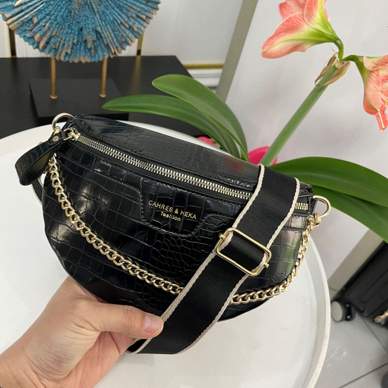 PU mestská cezramenná taška na pás s vreckom na zips a polyesterovou podšívkou, jar 2025