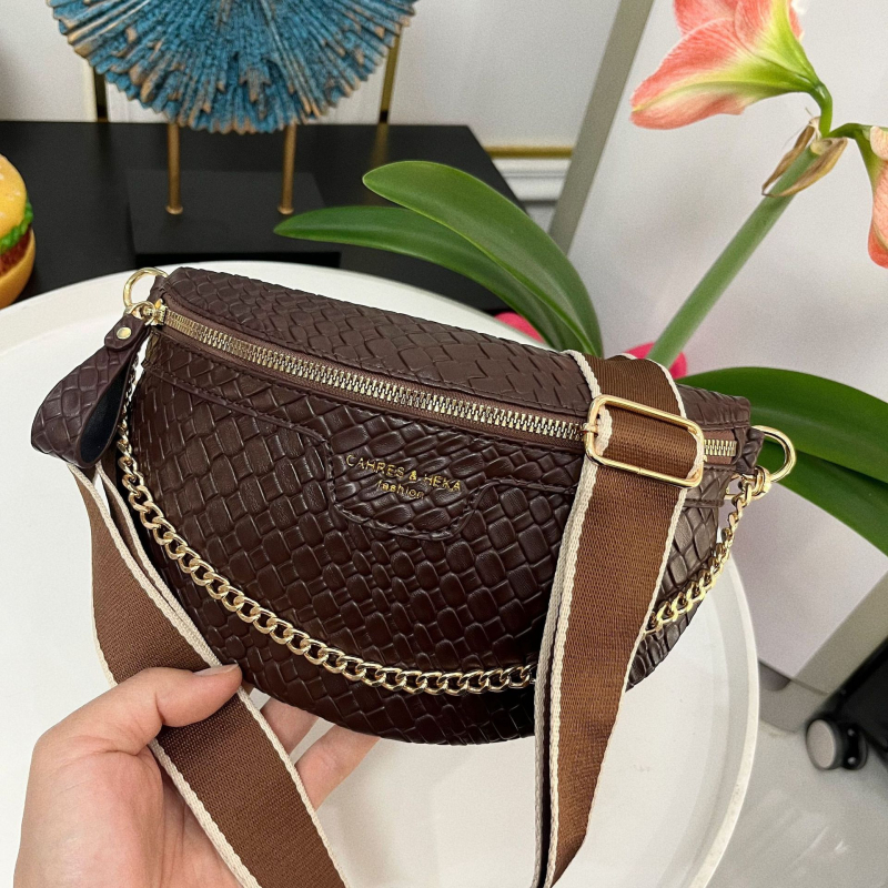 PU mestská cezramenná taška na pás s vreckom na zips a polyesterovou podšívkou, jar 2025