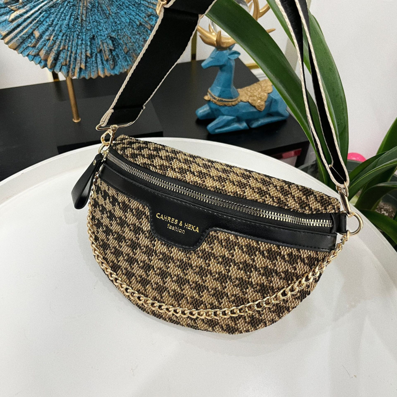 PU mestská cezramenná taška na pás s vreckom na zips a polyesterovou podšívkou, jar 2025