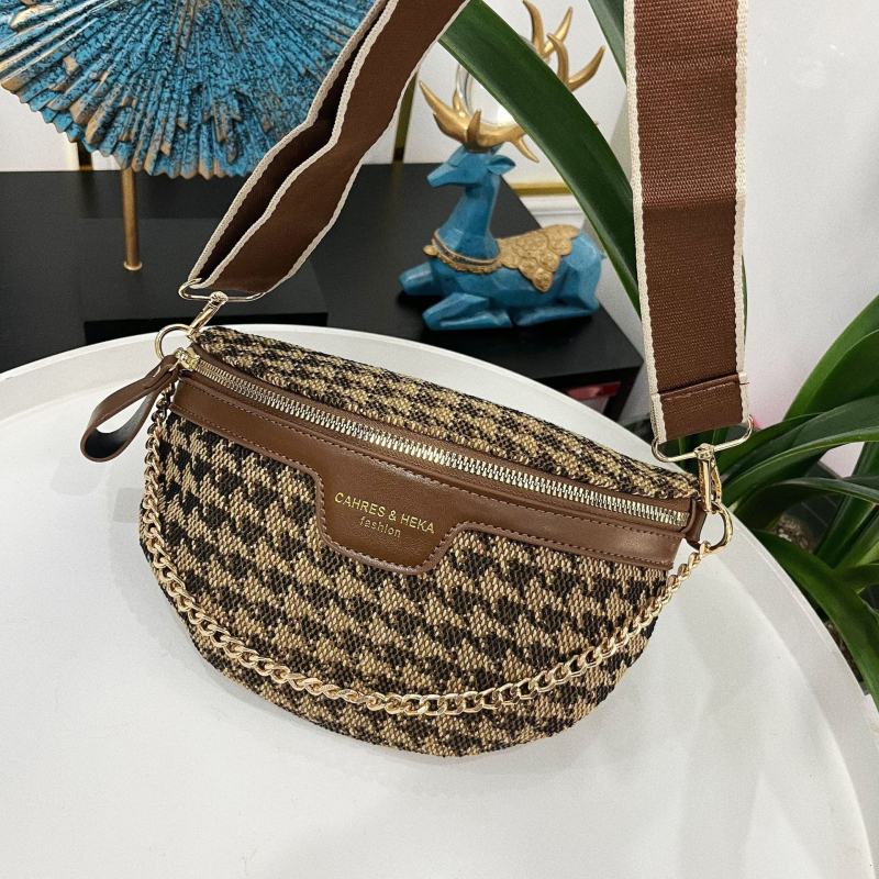 PU mestská cezramenná taška na pás s vreckom na zips a polyesterovou podšívkou, jar 2025