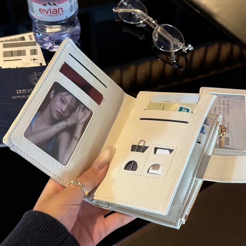 PU kožený peňaženka na karty s skladacím držiakom – vodotesná, ultra ľahká, polyesterová podšívka, leto 2025