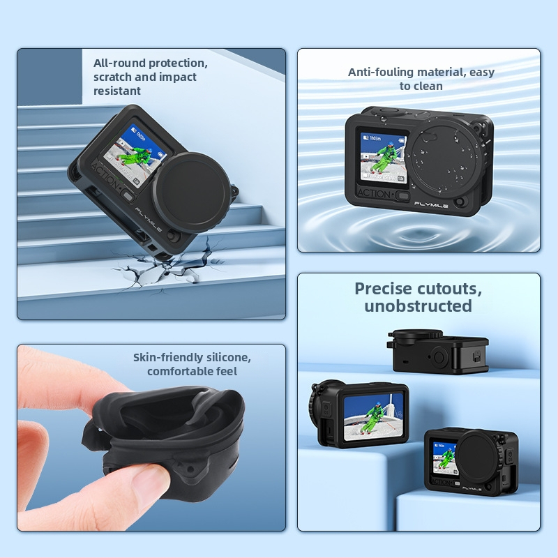 Flymile silikoonkorpus DJI Osmo Action 6 jaoks – objektiivi kaitse ja kukkumiskindel korpus
