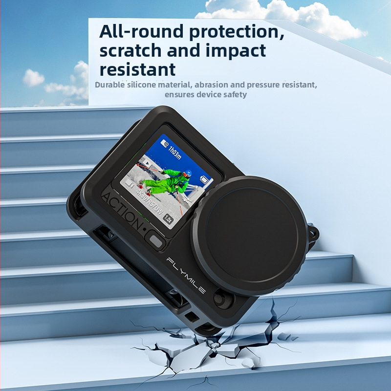Flymile silikoonkorpus DJI Osmo Action 6 jaoks – objektiivi kaitse ja kukkumiskindel korpus