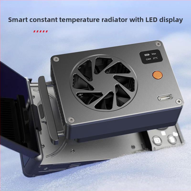 Kamerový chladič z hliníkovej zliatiny, kompatibilný so Sony ZV, radou A7, FX30, A6700, Canon R, 90D, Fujifilm X, Nikon Z30; nosnosť 2-5 kg; hmotnosť približne 100 g