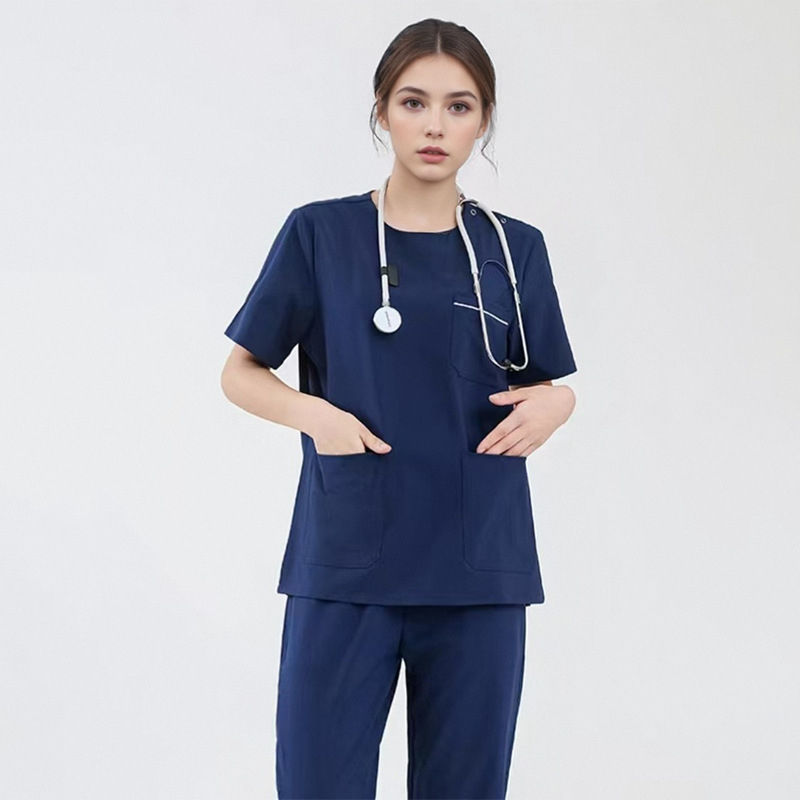 Uniszex orvosi scrubs készlet V-nyakú, nedvszívó poliészter/spandex anyag, hosszú ujjú, őszi kiadás 2025