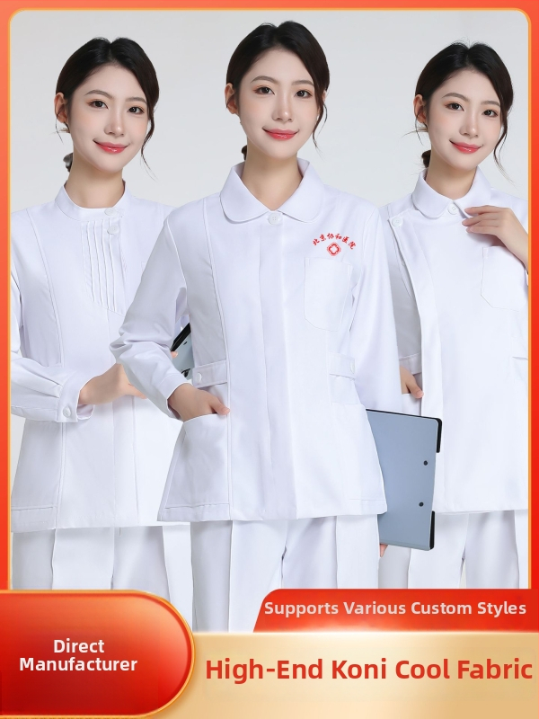 Sestra dvojdielna uniforma, dlhé rukávy, materiál odvádzajúci vlhkosť, 90–95% polyester, bavlna <30%, štandardná dĺžka