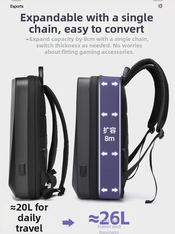 Rucsac extensibil cu husă dură pentru laptop, pentru călătorii de afaceri, impermeabil