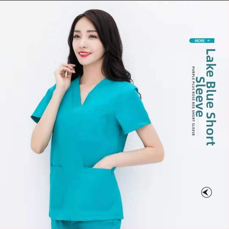 Unisex zdravotnícky ochranný odev - 100% bavlna, dlhé rukávy, stojací golier, izolácia baktérií, pre nemocnice, dentálne kliniky, domovy dôchodcov, veterinárne nemocnice