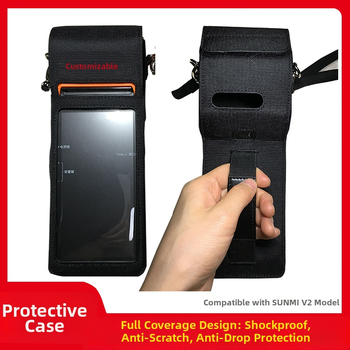 Ochranný obal pre POS ručný terminál s vodotesným nylonom a ramenným popruhom (Model V2-333; Značka Spring pie; Kompatibilný s PDA, RFID čítač, POS zariadenie; Pôvod Shenzhen; OEM spracovanie)