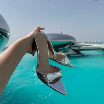 Stiletto sandalės su smaigiu piršto galiu — guma padas, vidus: Super Fiber, 2024 metų vasara