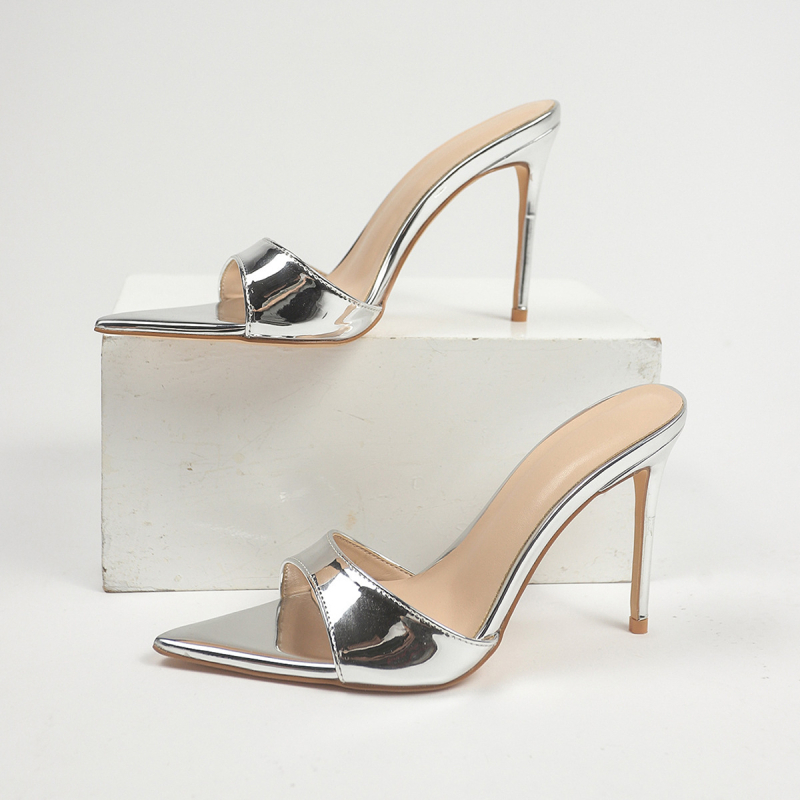 Stiletto sandalės su smaigiu piršto galiu — guma padas, vidus: Super Fiber, 2024 metų vasara