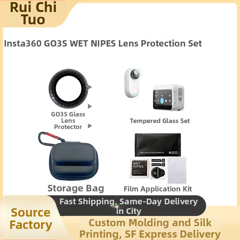 Set ochranného zrkadlového objektívu pre Shadowstone Insta360 Go3s/Go3 — tvrdené sklo, obsahuje zrkadlo, tvrdenú fóliu a skladovaciu tašku