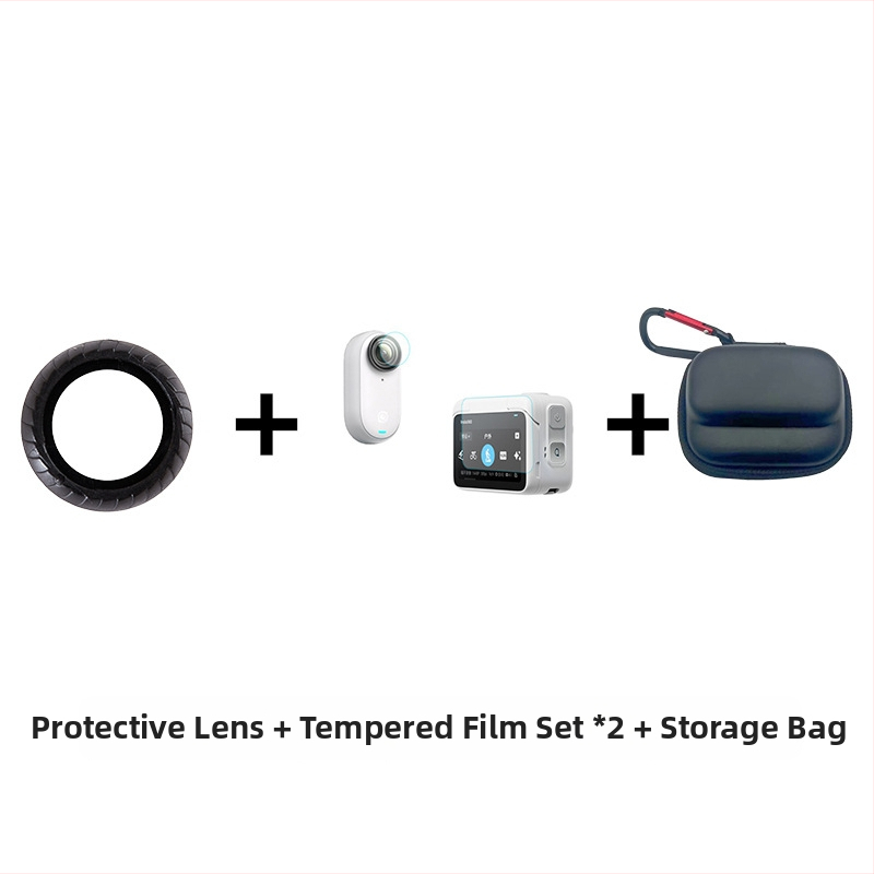 Set ochranného zrkadlového objektívu pre Shadowstone Insta360 Go3s/Go3 — tvrdené sklo, obsahuje zrkadlo, tvrdenú fóliu a skladovaciu tašku